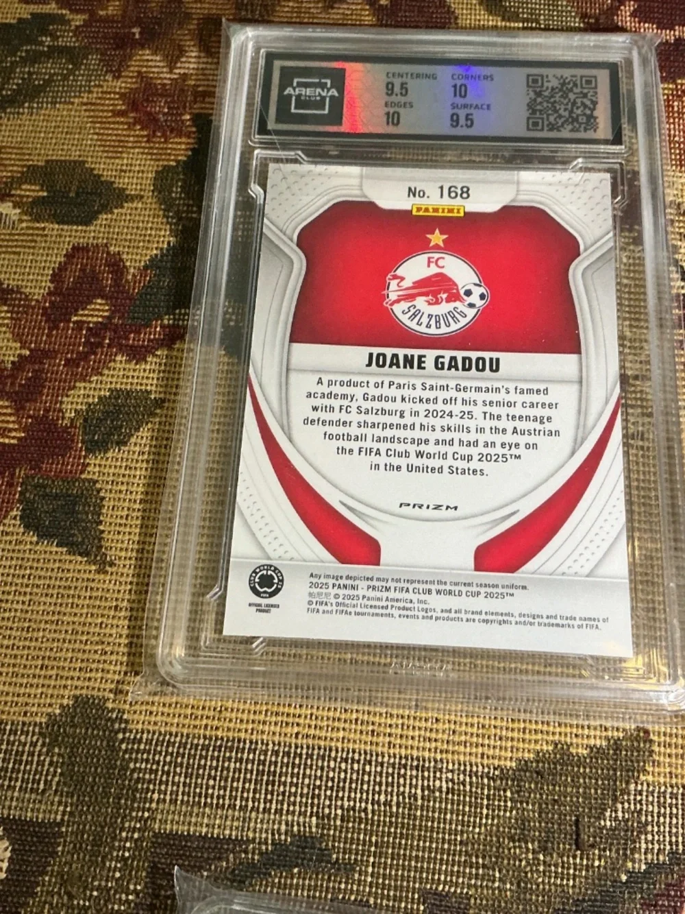 Joane Gadou 2025 Panini Prizm FIFA Club World Cup Seismic Prizm #168 RC Arena 10